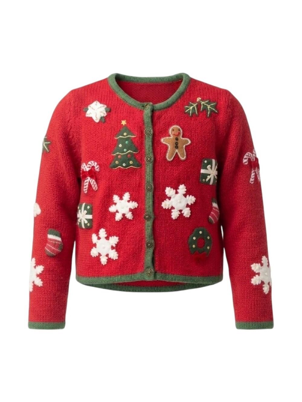 Hartstrings Kids Red Green Christmas Holiday Festive Cardigan Sweater Girls 7 8